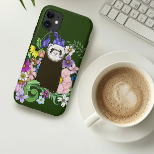Cute Sable Ferret Wildflowers Green Woodland iPhone 11 Case