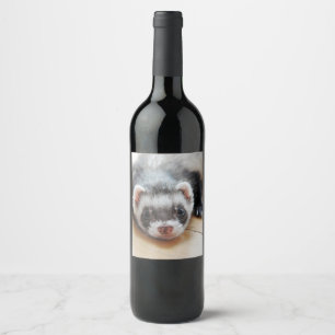 Cute Sable Ferret Wine Label
