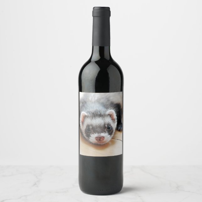 Cute Sable Ferret Wine Label (Front)