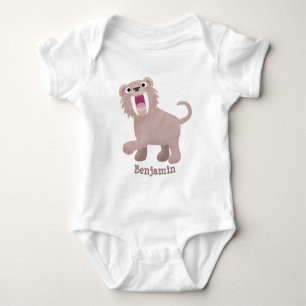 Cute Sabre Toothed Tiger Smilodon cartoon Baby Bodysuit