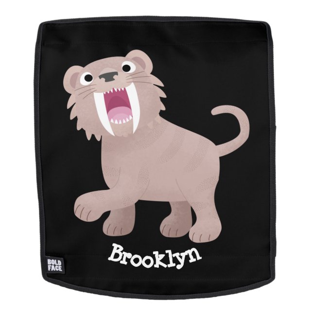 Cute Sabre Toothed Tiger Smilodon cartoon Backpack (Removable Face)