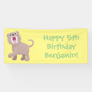 Cute Sabre Toothed Tiger Smilodon cartoon Banner