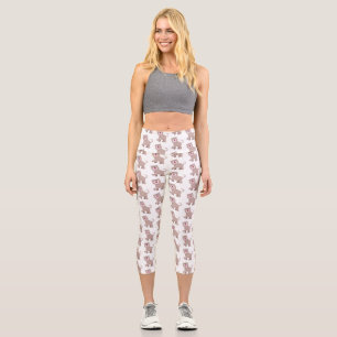 Cute Sabre Toothed Tiger Smilodon cartoon Capri Leggings