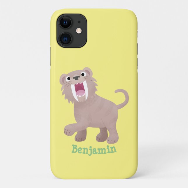 Cute Sabre Toothed Tiger Smilodon cartoon Case-Mate iPhone Case (Back)
