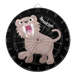 Cute Sabre Toothed Tiger Smilodon cartoon Dartboard
