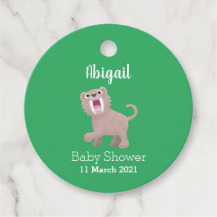 Cute Sabre Toothed Tiger Smilodon cartoon Favour Tags