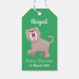 Cute Sabre Toothed Tiger Smilodon cartoon Gift Tags