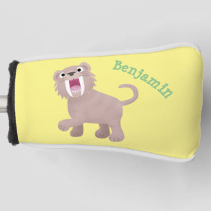 Cute Sabre Toothed Tiger Smilodon cartoon Golf Head Cover