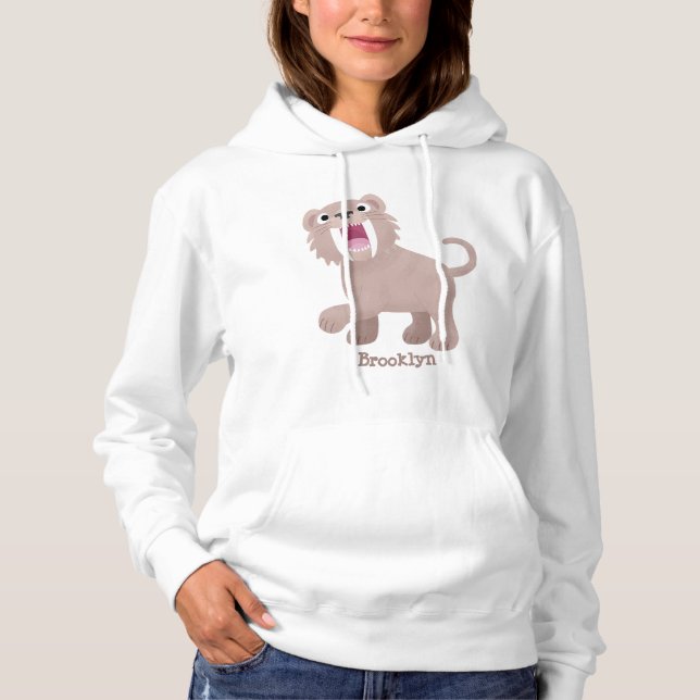 Cute Sabre Toothed Tiger Smilodon cartoon Hoodie (Front)