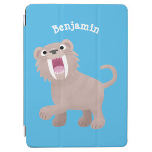Cute Sabre Toothed Tiger Smilodon cartoon iPad Air Cover