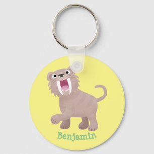 Cute Sabre Toothed Tiger Smilodon cartoon Key Ring