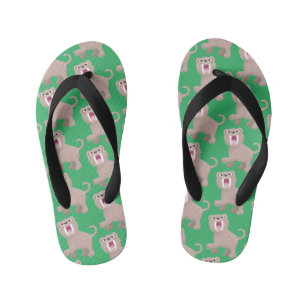 Cute Sabre Toothed Tiger Smilodon cartoon Kid's Thongs