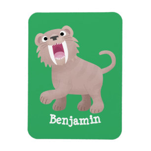 Cute Sabre Toothed Tiger Smilodon cartoon Magnet