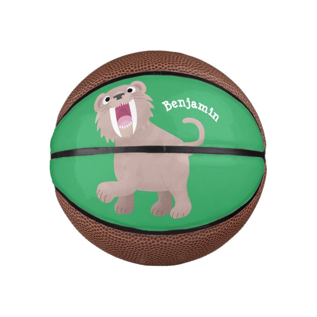 Cute Sabre Toothed Tiger Smilodon cartoon Mini Basketball (Front)