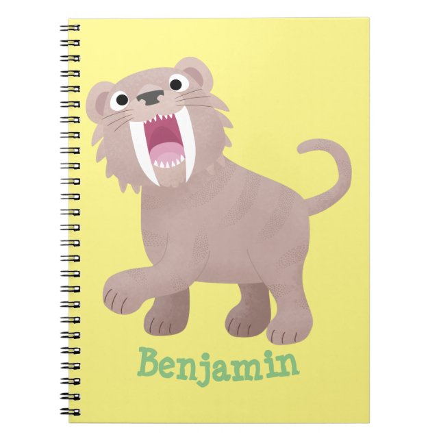 Cute Sabre Toothed Tiger Smilodon cartoon Notebook (Front)