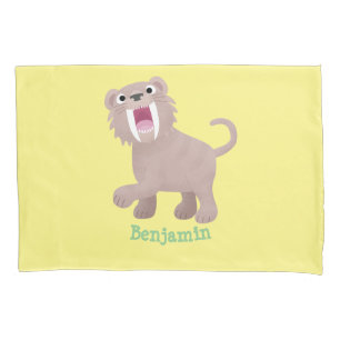 Cute Sabre Toothed Tiger Smilodon cartoon Pillowcase