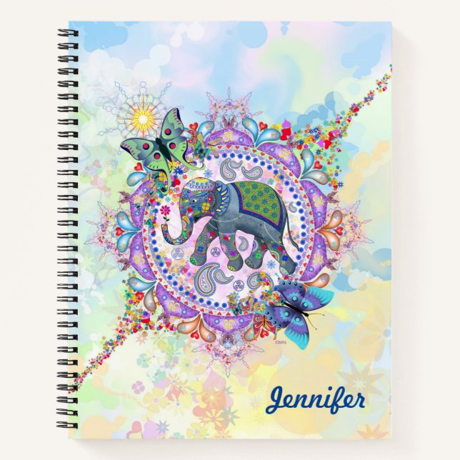 Cute Sacred Elephant Notebook (Front)