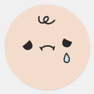 Cute Sad Face With Tear Doodle Classic Round Sticker