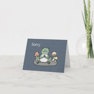 Cute Sad Frog Toad with mushrooms unique Sorry Card
