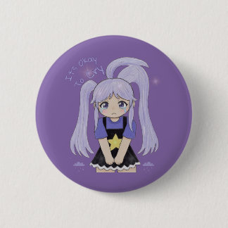 Cute Sad Girl Hand Drawn Illustration – It’s Okay 6 Cm Round Badge