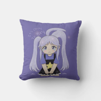 Cute Sad Girl Hand Drawn Illustration – It’s Okay Cushion