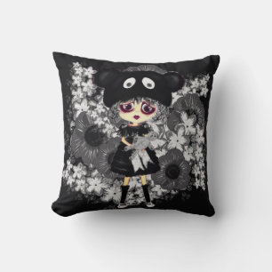 Cute Sad Gothic Girl Kawaii PinkyP by LeahG Cushion