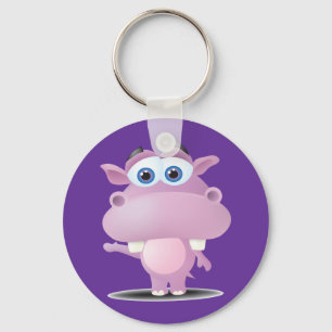 cute sad little hippo key ring