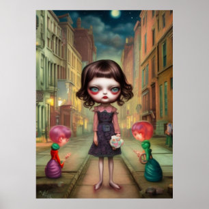 Cute Sad lost girl in the city  Poster