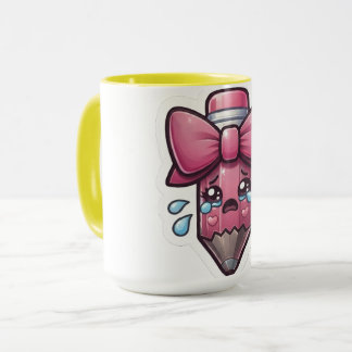 Cute Sad Pencil with Pink Bow Die-Cut Sticker - Ae Mug