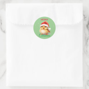 Cute Safari animal bird Santa Christmas Costume Classic Round Sticker