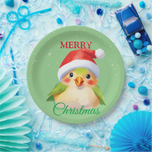 Cute Safari animal bird Santa Christmas Costume Paper Plate