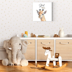 Cute Safari Animal Giraffe Nursery Decorations Faux Canvas Print