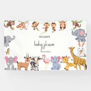 Cute Safari animal greenery baby shower Banner