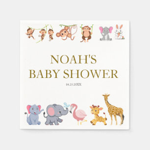 Cute Safari animal greenery baby shower Napkin