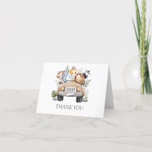 Cute Safari animal greenery baby shower Thank You Card