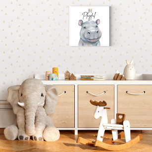 Cute Safari Animal Hippo Nursery Decorations  Faux Canvas Print