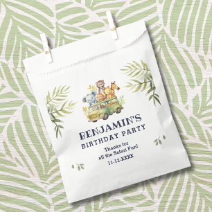 Cute Safari Animal Jungle Birthday Thank You Favour Bag