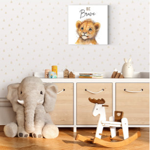 Cute Safari Animal Lion Nursery Decorations Faux Canvas Print