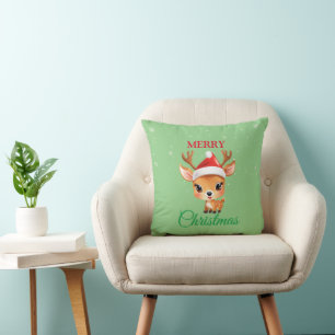 Cute Safari animal Reindeer Santa Christmas Costum Cushion