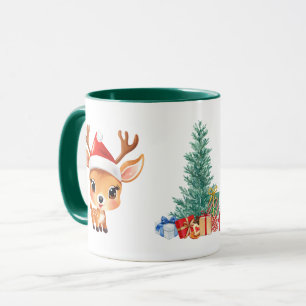 Cute Safari animal Reindeer Santa Christmas Costum Mug