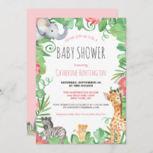 Cute Safari Animal Topical Floral Baby Shower 
