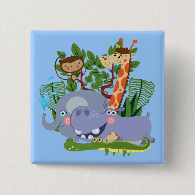 Cute Safari Animals 15 Cm Square Badge (Front)