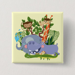 Cute Safari Animals 15 Cm Square Badge