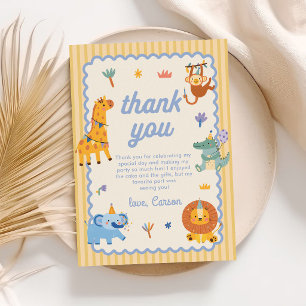 Cute Safari Animals 1st Birthday Thank You Card