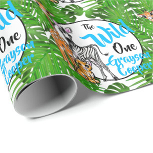 Cute Safari animals 1st Birthday wild one Wrapping Paper
