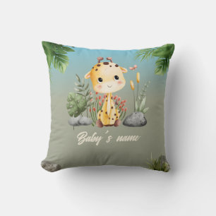 Cute Safari Animals 2 side Giraffe Monkey Nursery Cushion