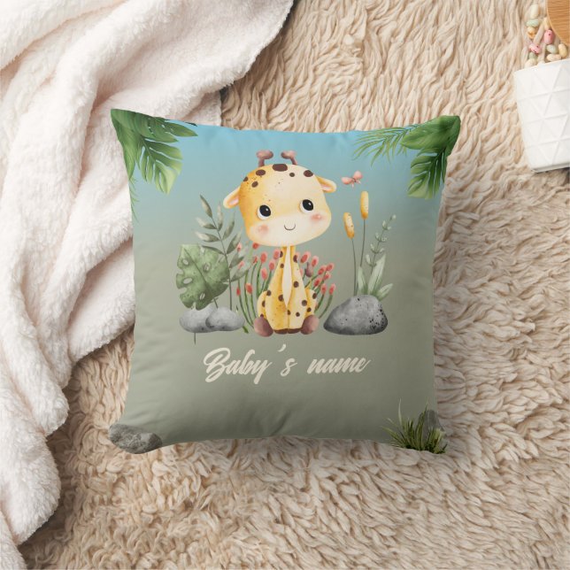 Cute Safari Animals 2 side Giraffe Zebra Nursery Cushion (Blanket)