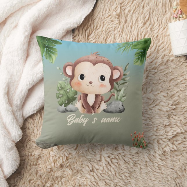 Cute Safari Animals 2 side Monkey Elephant Cushion (Blanket)