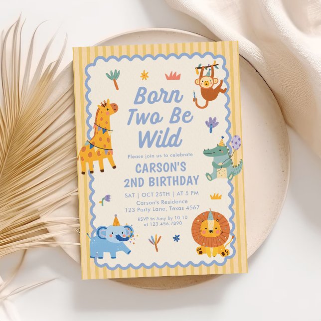 Cute Safari Animals 2nd Birthday Invitation (Creator Uploaded)