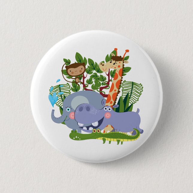 Cute Safari Animals 6 Cm Round Badge (Front)